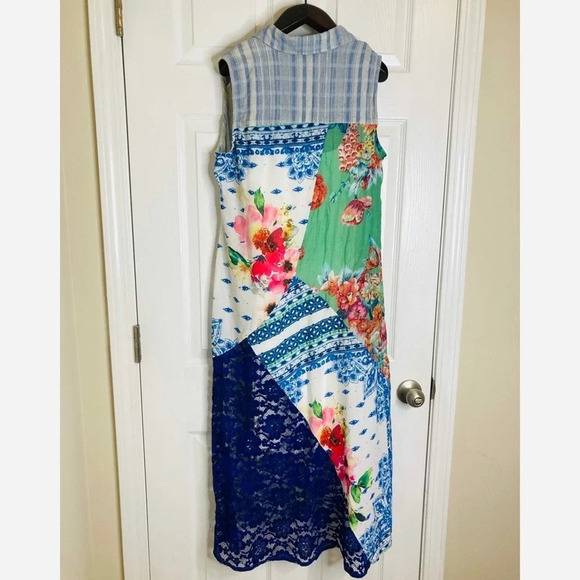 Soft Surroundings sleeveless flora boho button front maxi dress Sz Small - Picture 6 of 12